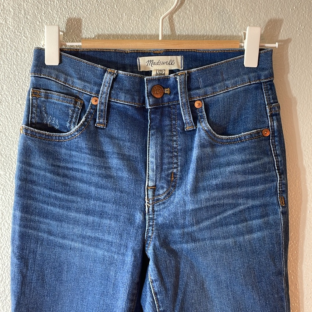 Madewell 9" High Rise Skinny Crop Medium Wash Distressed Jean Girls Size 23